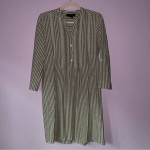 Tahari S Dress Linen Blend Mini Taupe Pinstripe Lagenlook